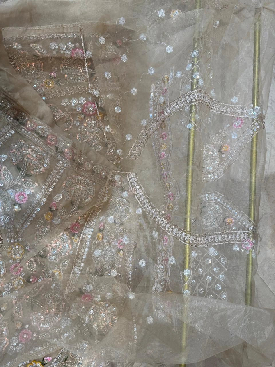 Champagne Bloom Sequin Floral Embroidered Lehenga