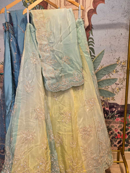 Moonmist Mint Embroidered Lehenga
