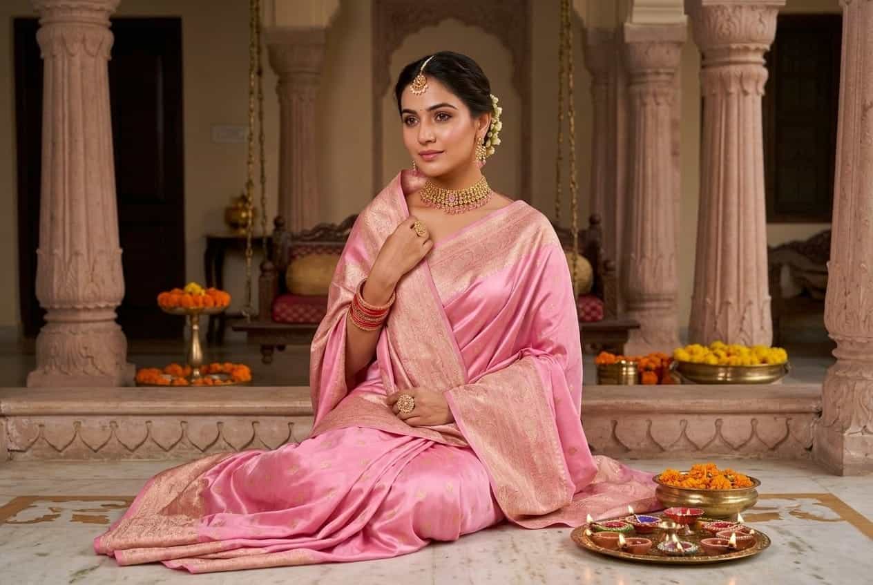 Myra – Pure Satin Silk Brocade-Cutwork Banarasi Saree