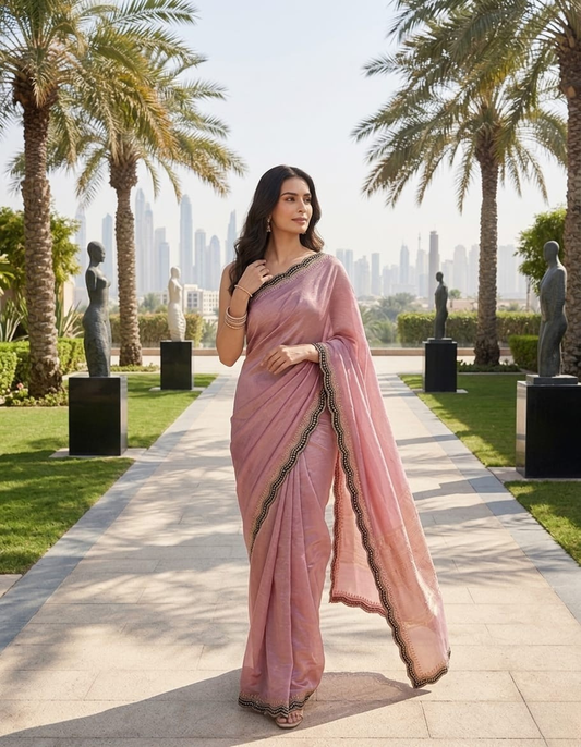 Jimichu Saree with Swarovski Velvet Border