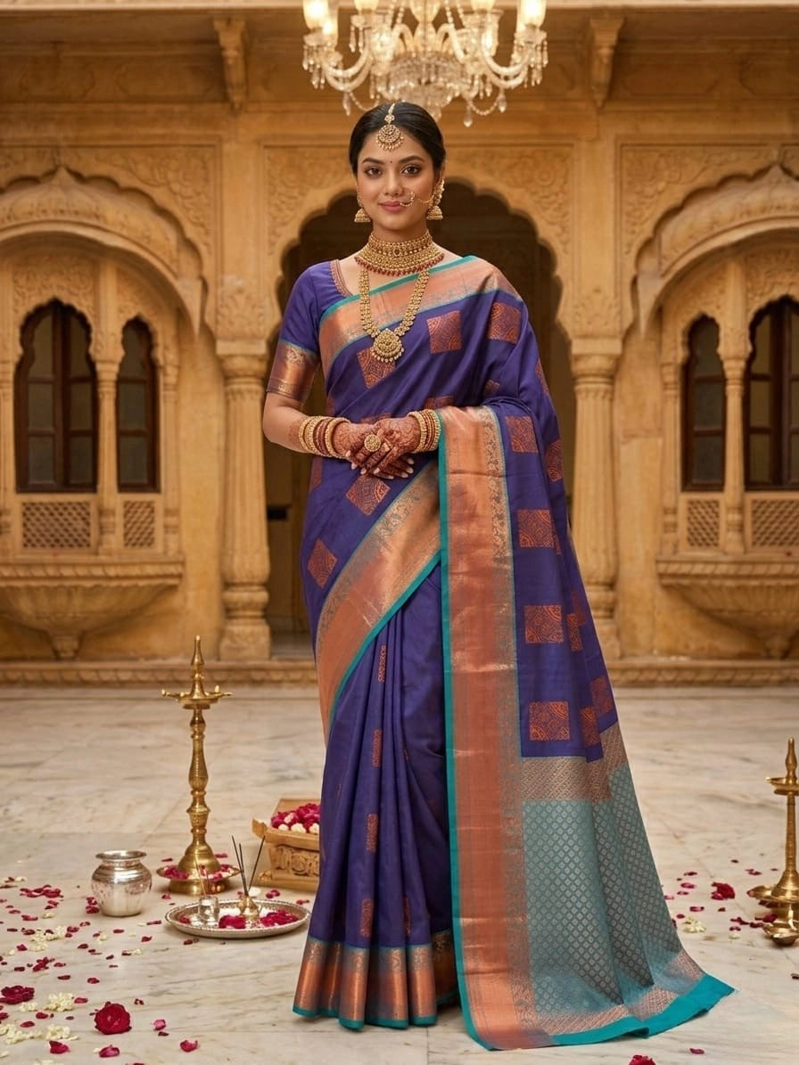 Pure Handloom Kanchipuram Silk Saree with Traditional Zari Weaving
