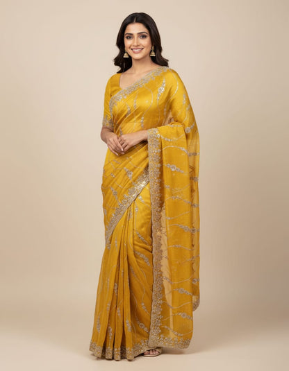 Heavy Work Designer Saree in Premium Fendi Fabric with Embellished Border