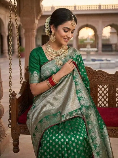 Pure Silk Mushroo Katan Saree with Traditional Cutwork Weaving