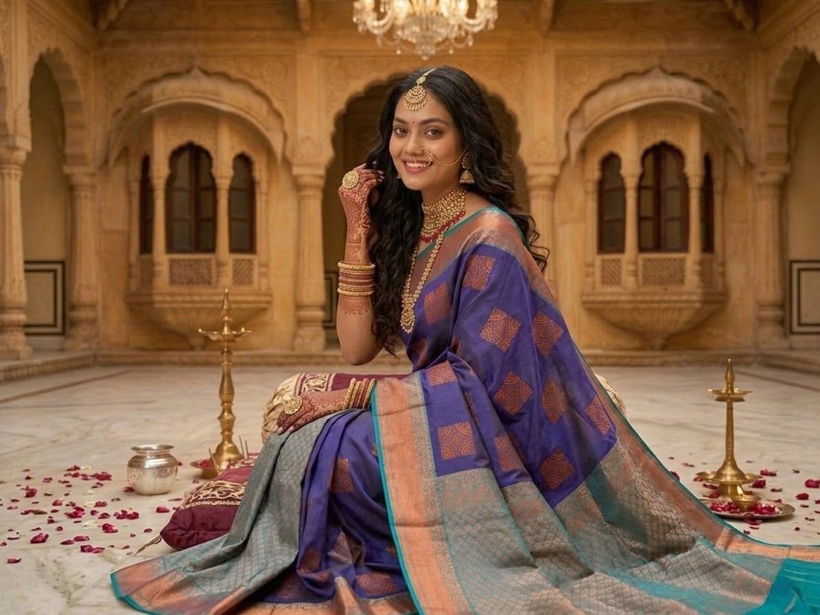 Pure Handloom Kanchipuram Silk Saree with Traditional Zari Weaving