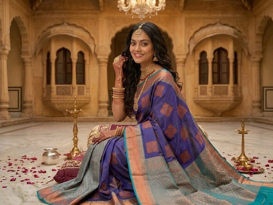 Pure Handloom Kanchipuram Silk Saree with Traditional Zari Weaving