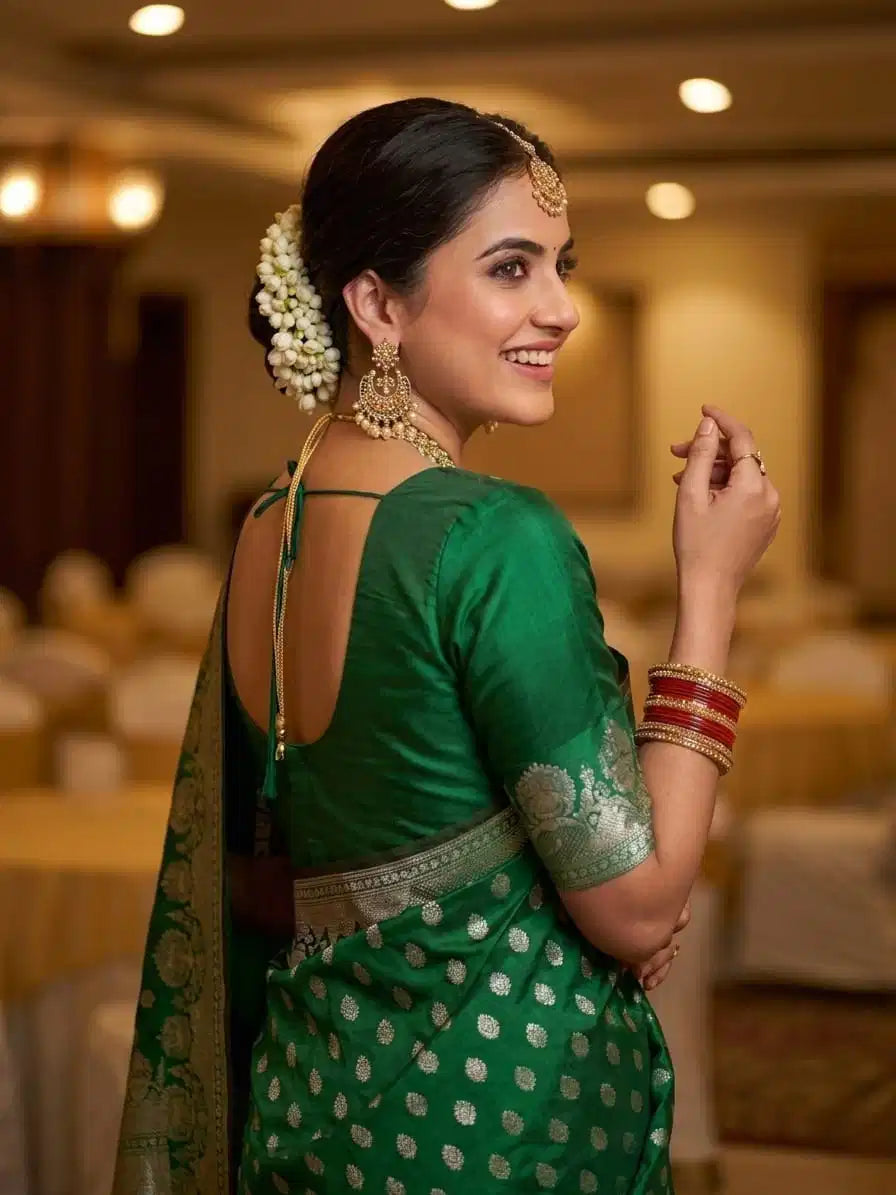 Pure Silk Mushroo Katan Saree with Traditional Cutwork Weaving