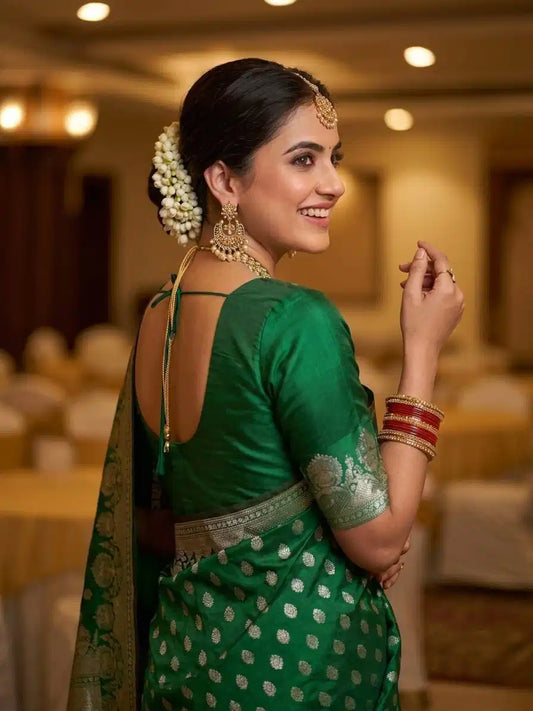 Pure Silk Mushroo Katan Saree with Traditional Cutwork Weaving