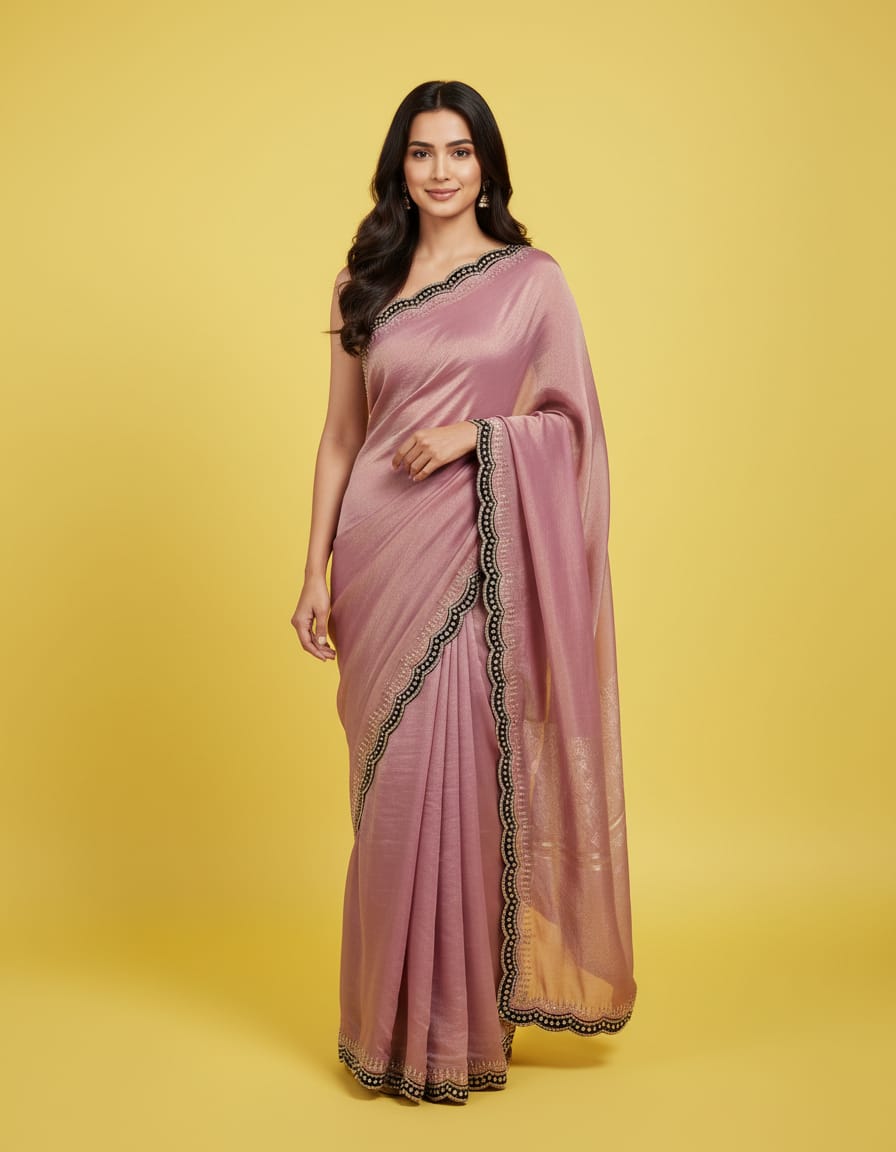 Jimichu Saree with Swarovski Velvet Border