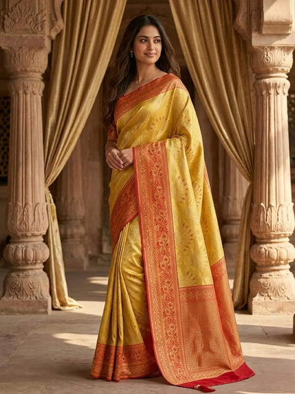 Silk Kanjivaram Saree with Swarovski Meena Work and Rich Zari Border