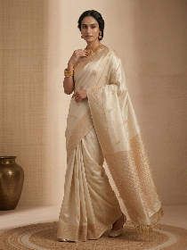 Royal Ivory Tissue Silk Saree with Elegant Zari Work
