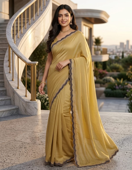 Jimichu Saree with Swarovski Velvet Border