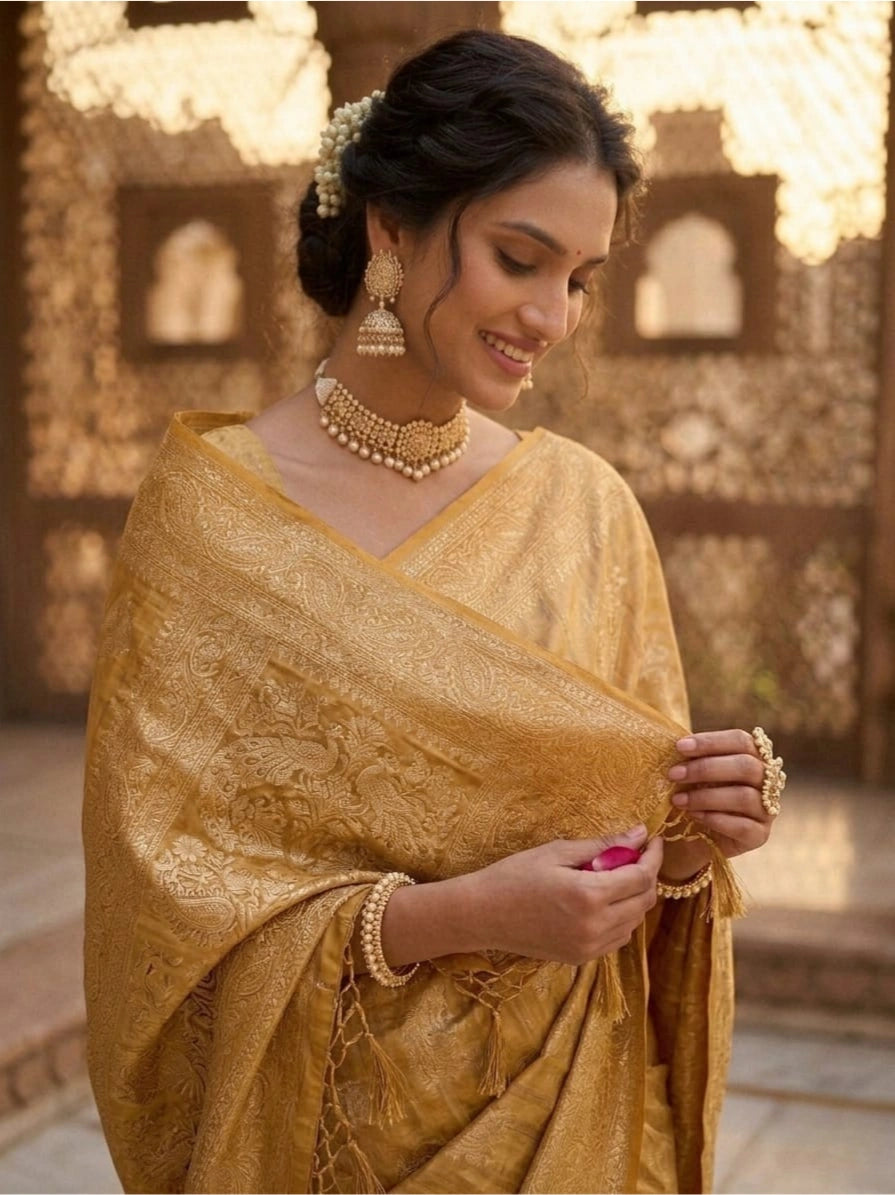 Ember Gold Silk Zari Saree