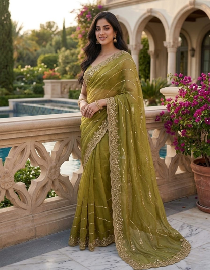 Heavy Work Designer Saree in Premium Fendi Fabric with Embellished Border