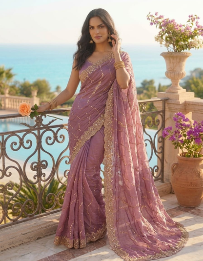 Heavy Work Designer Saree in Premium Fendi Fabric with Embellished Border