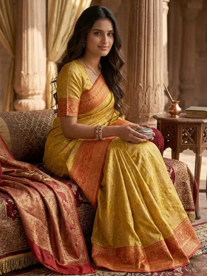 Silk Kanjivaram Saree with Swarovski Meena Work and Rich Zari Border