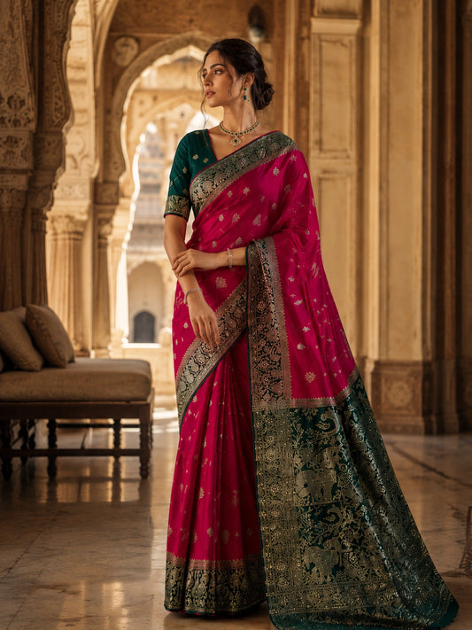 Gulmohar Rani Pink Bridal Saree