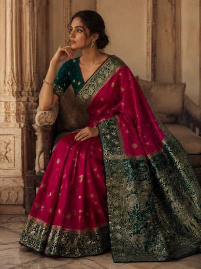 Gulmohar Rani Pink Bridal Saree