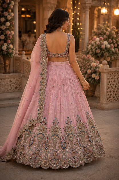 Flora Blush Embroidered Lehenga