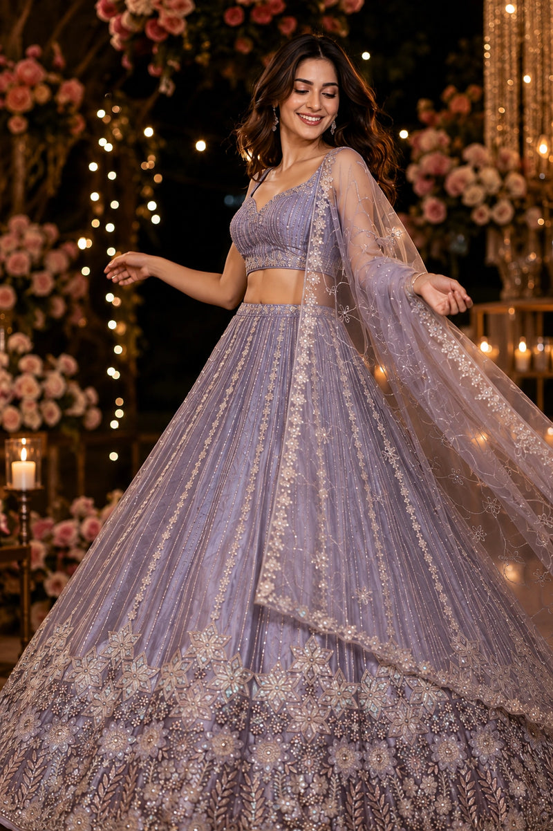 Chandni Lavender Sequin Embroidered Lehenga
