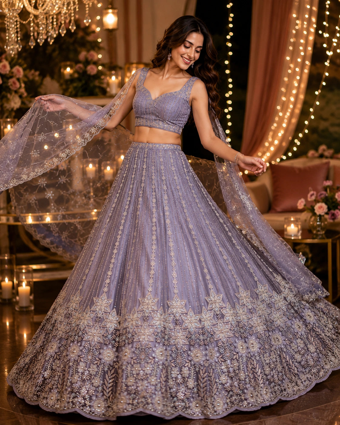 Chandni Lavender Sequin Embroidered Lehenga