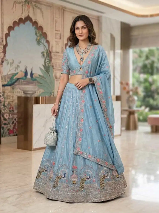 Peacock Veil Celebration Lehenga
