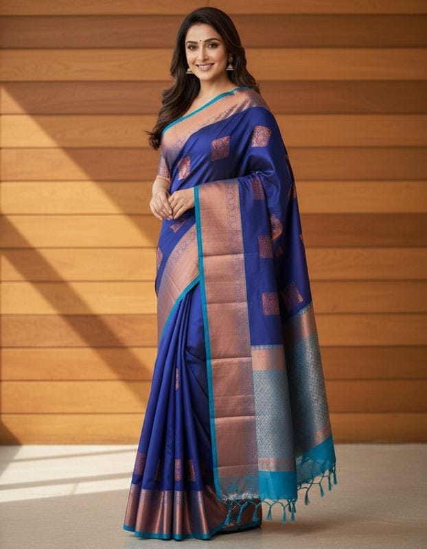 Pure Handloom Kanchipuram Silk Saree with Traditional Zari Weaving