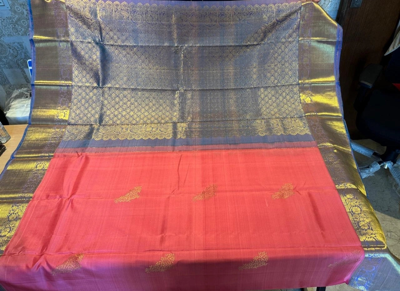 Lavanya Coral Kanchipuram Pure Silk Saree
