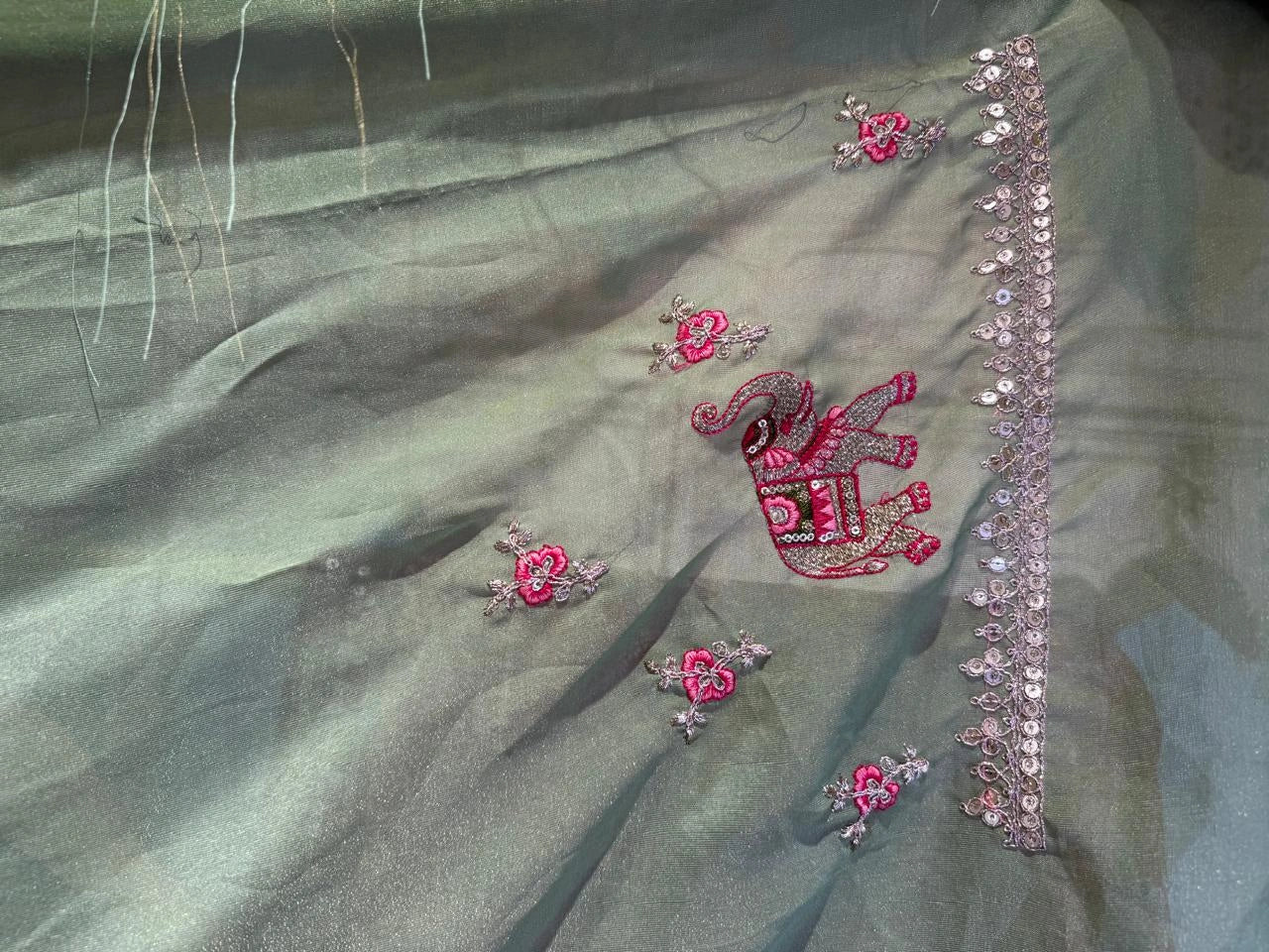 Albeli Sage Green Embroidered Lehenga