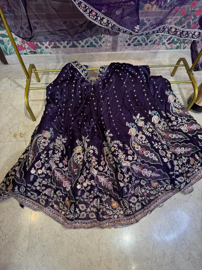 Velvet Night Embroidered Lehenga