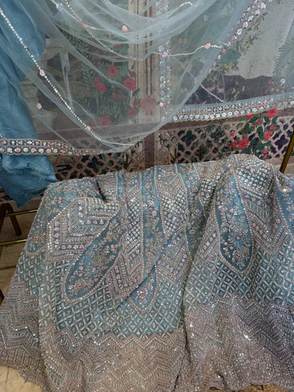 Misty Blue Sequin Embroidered Lehenga