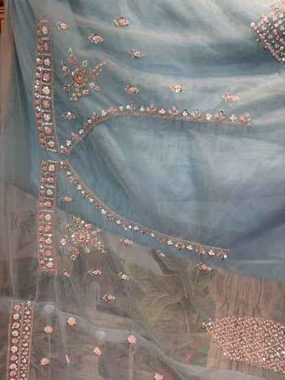 Misty Blue Sequin Embroidered Lehenga