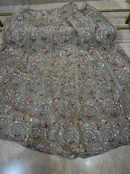 Champagne Bloom Sequin Floral Embroidered Lehenga