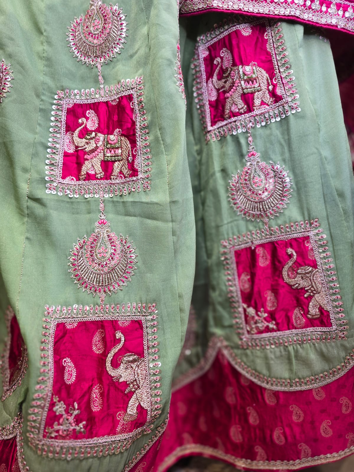 Albeli Sage Green Embroidered Lehenga