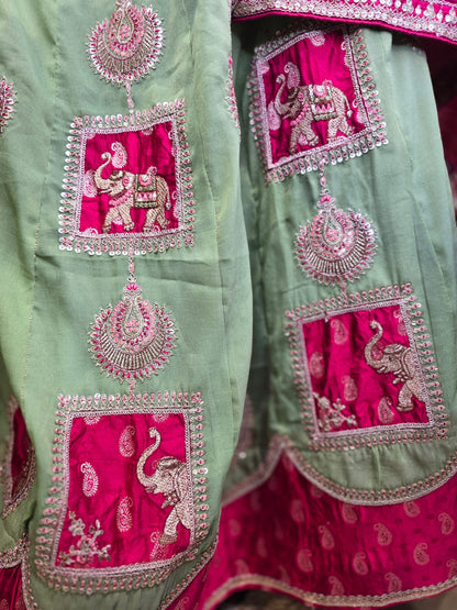 Albeli Sage Green Embroidered Lehenga