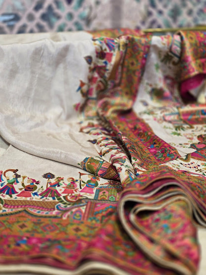 Ivory Tales Pashmina Silk Saree