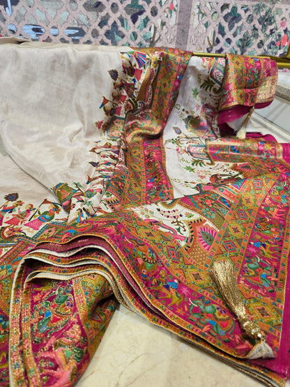 Ivory Tales Pashmina Silk Saree