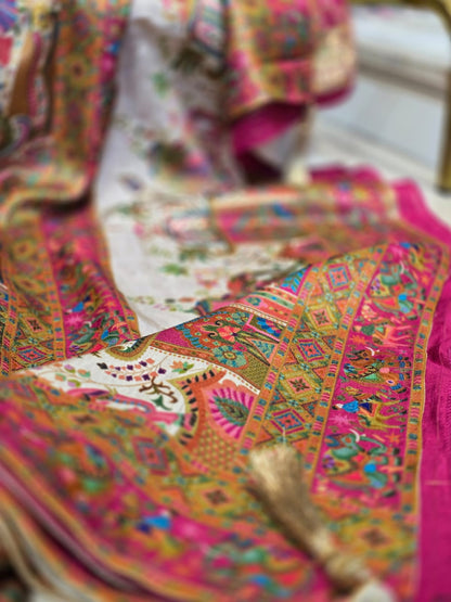 Ivory Tales Pashmina Silk Saree