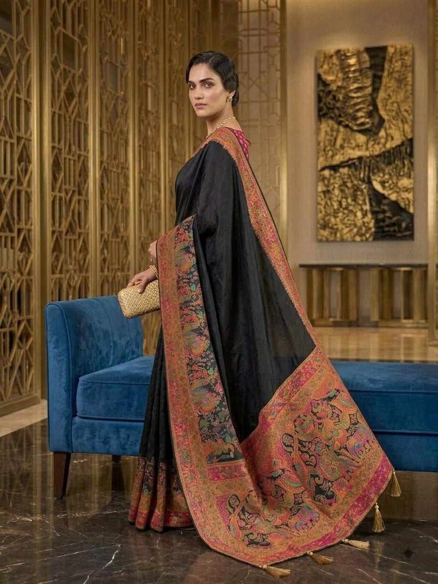 Noir Tales Pashmina Silk Saree