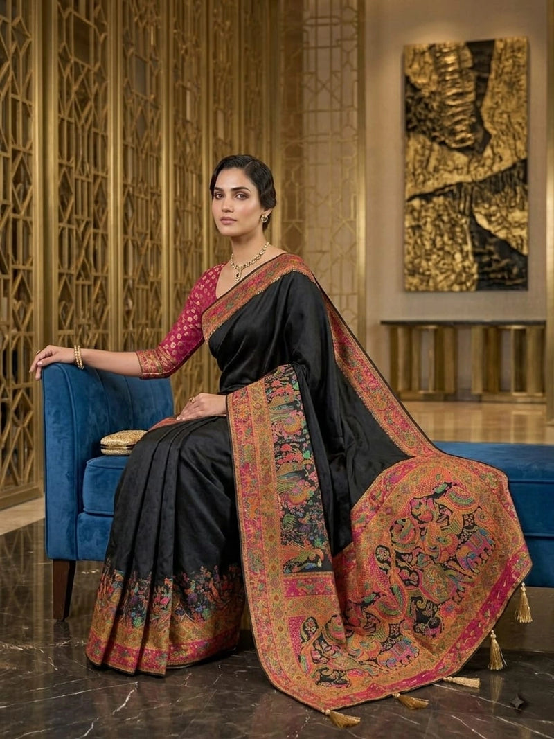 Noir Tales Pashmina Silk Saree
