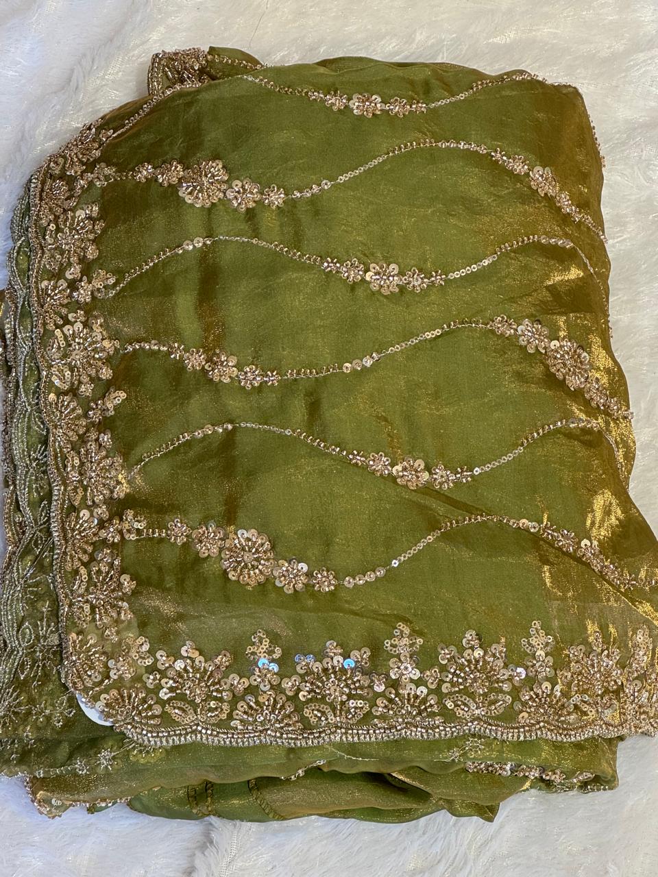 Heavy Work Designer Saree in Premium Fendi Fabric with Embellished Border