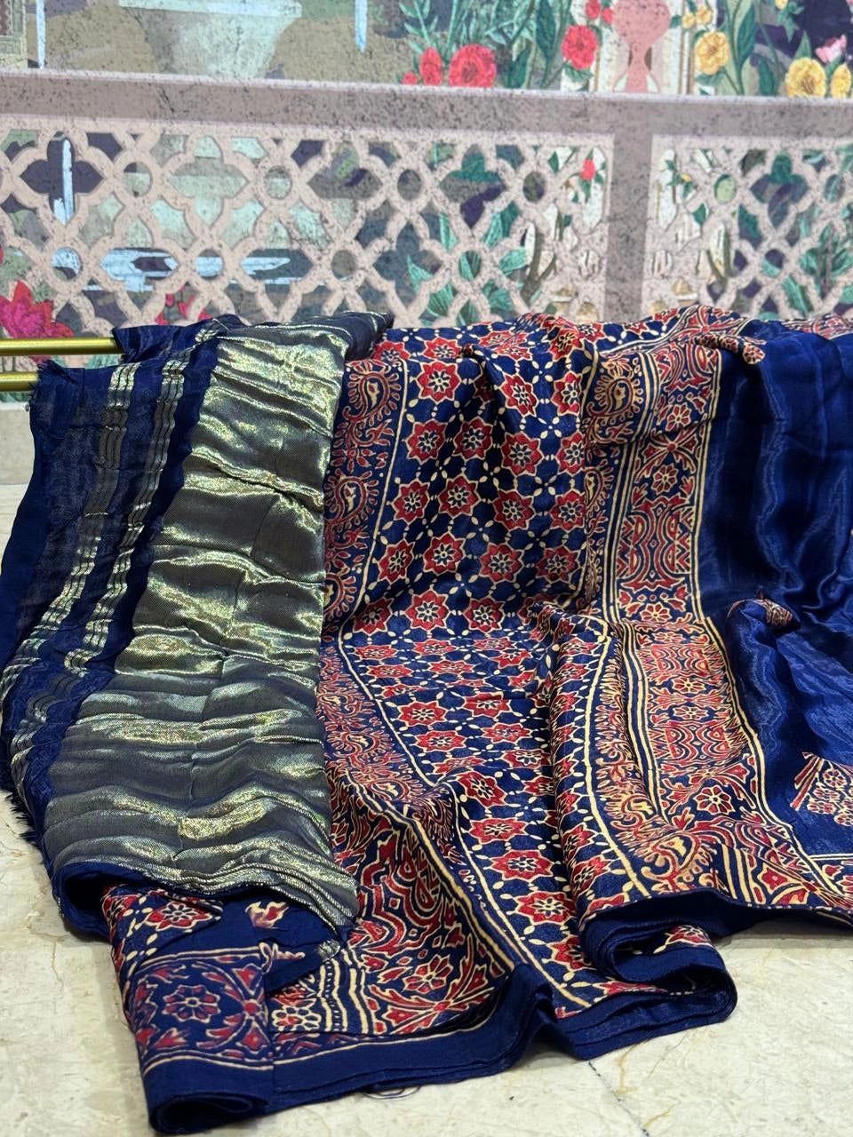 Madhumati Modal Ajrakh Saree