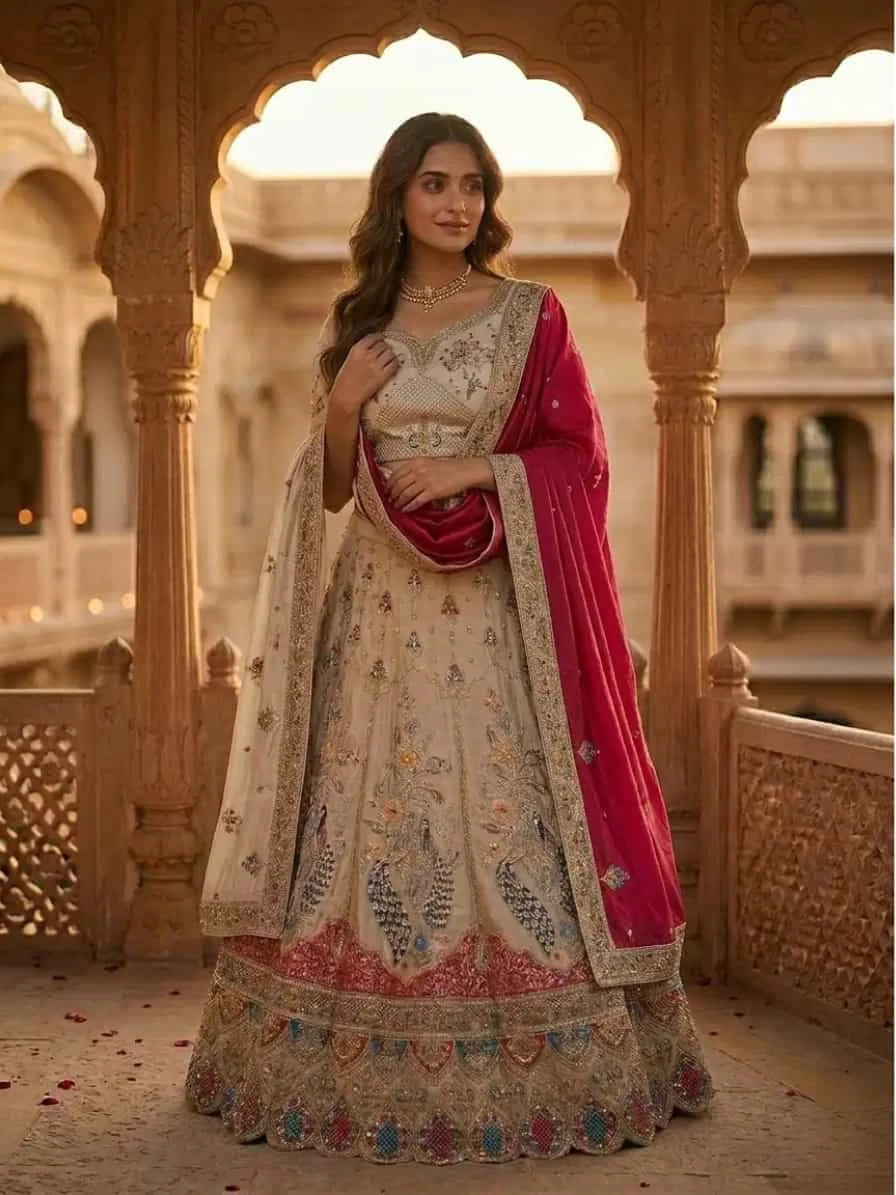 Mohey Golden Bridal Lehenga