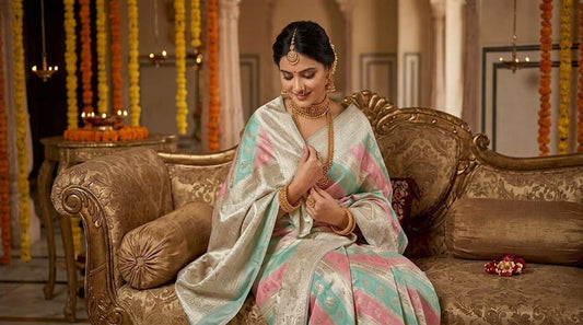 Saanjh-Banarasi Pure Rangkaat Silk Saree
