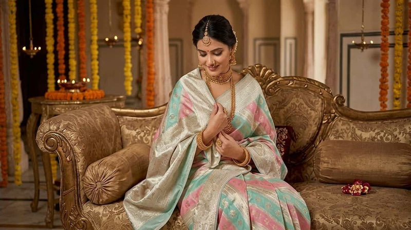 Saanjh-Banarasi Pure Rangkaat Silk Saree