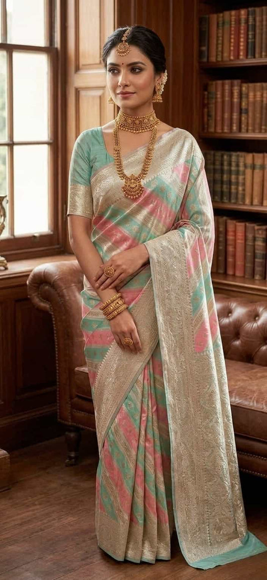 Saanjh-Banarasi Pure Rangkaat Silk Saree