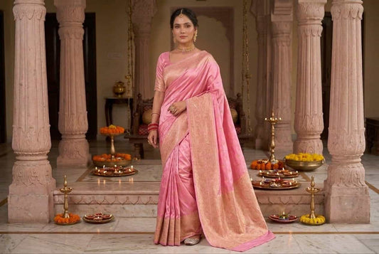 Myra – Pure Satin Silk Brocade-Cutwork Banarasi Saree