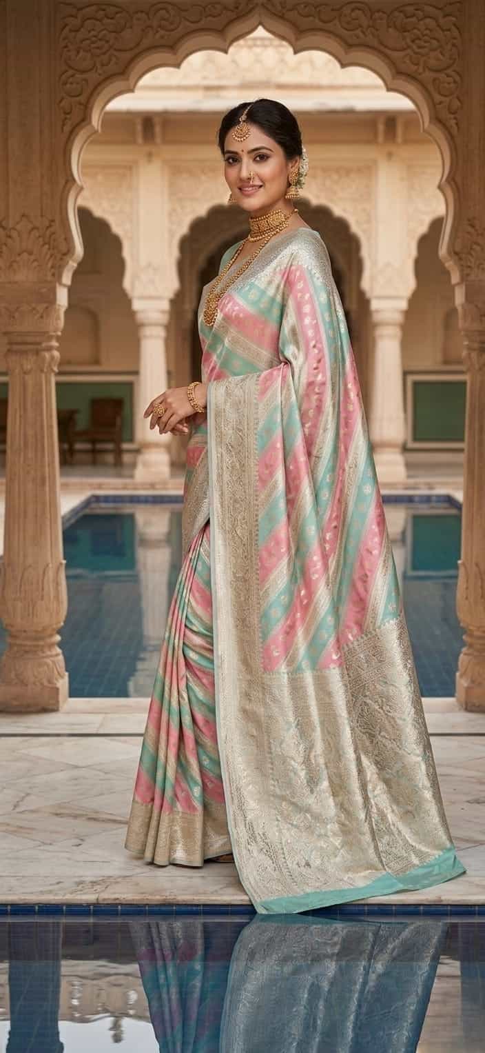 Saanjh-Banarasi Pure Rangkaat Silk Saree